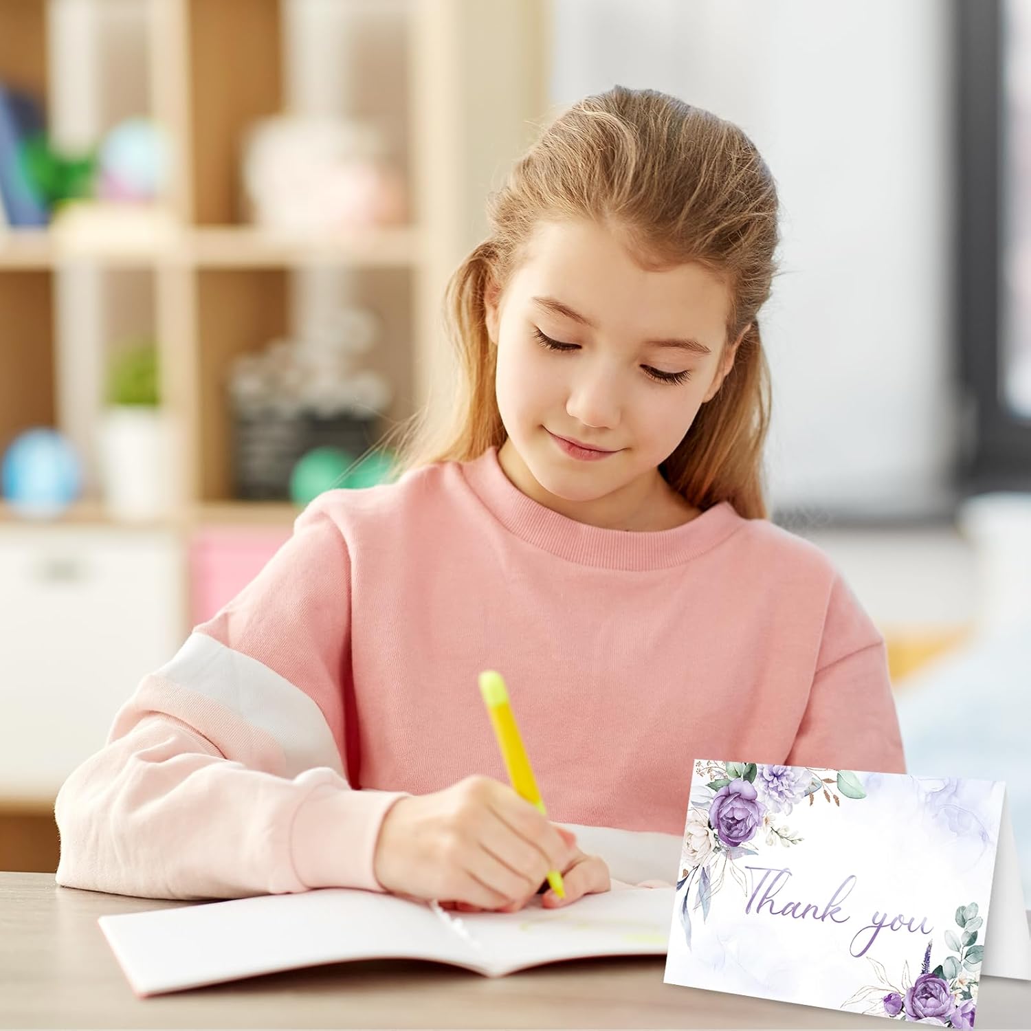 Whaline 24 Pack Purple Floral Thank You Cards with Envelopes Stickers 3 Design Watercolor Flower Greeting Cards Spring Blank Note Cards for Baby Shower Wedding Birthday Party, 4 x 6 Inch - Image 7