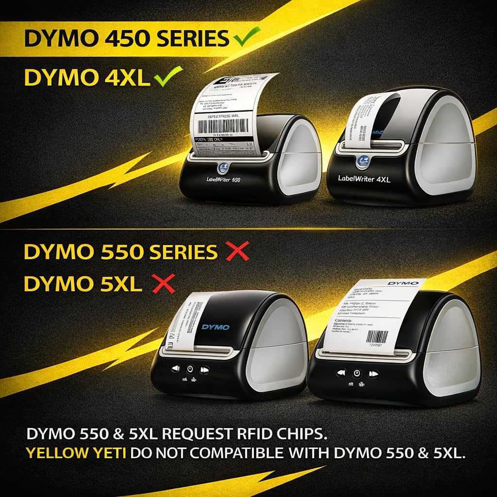 Yellow Yeti 30 Rotoli 11354 S0722540 Etichette multiuso 32 x 57mm compatibili per DYMO LabelWriter 4XL 450 400 330 320 310 Duo/Turbo/Twin Turbo Seiko SLP 450 430 400 200 100 | 1000 Etichette/Rotolo