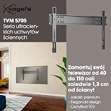 Vogel's TVM 5705 – Ultra-cienki uchwyt ścienny do TV z GuidanceSystem™ umożliwiającym i łatwe zawieszenie dużych TV, 40–110 cali, max 100 kg, certyfikat TÜV, VESA 600x400, odległość od ściany 1,3 cm