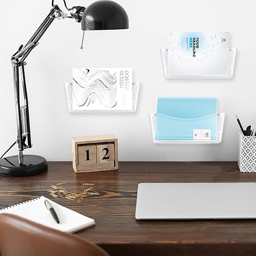 Miniatura 5 de Colarr Juego de 6 archivos de pared de bolsillo expandibles, de plástico, para ahorrar espacio, organizador de pared transparente para oficina,