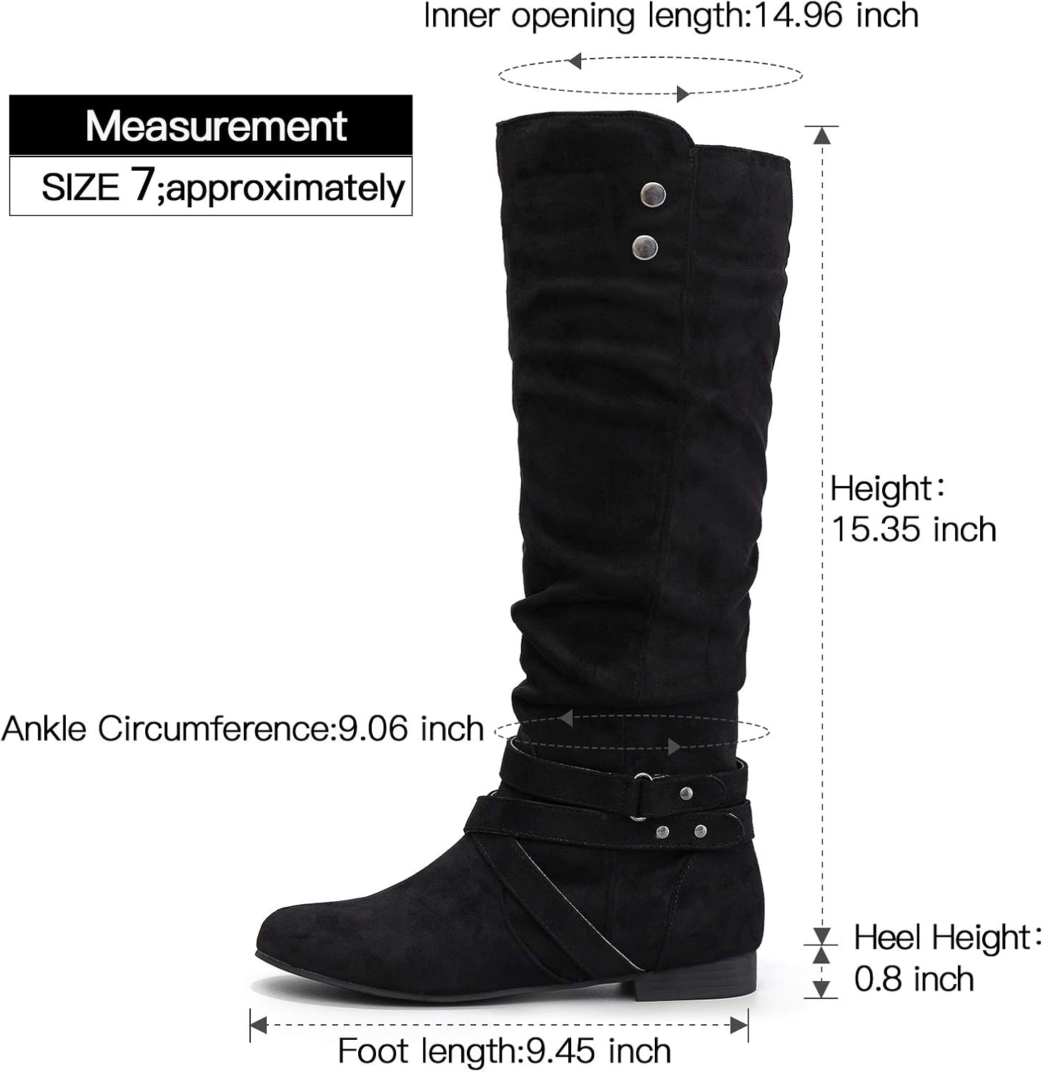 mysoft Women's Knee High Boots Flat Warm Winter Boots with Side Zipper