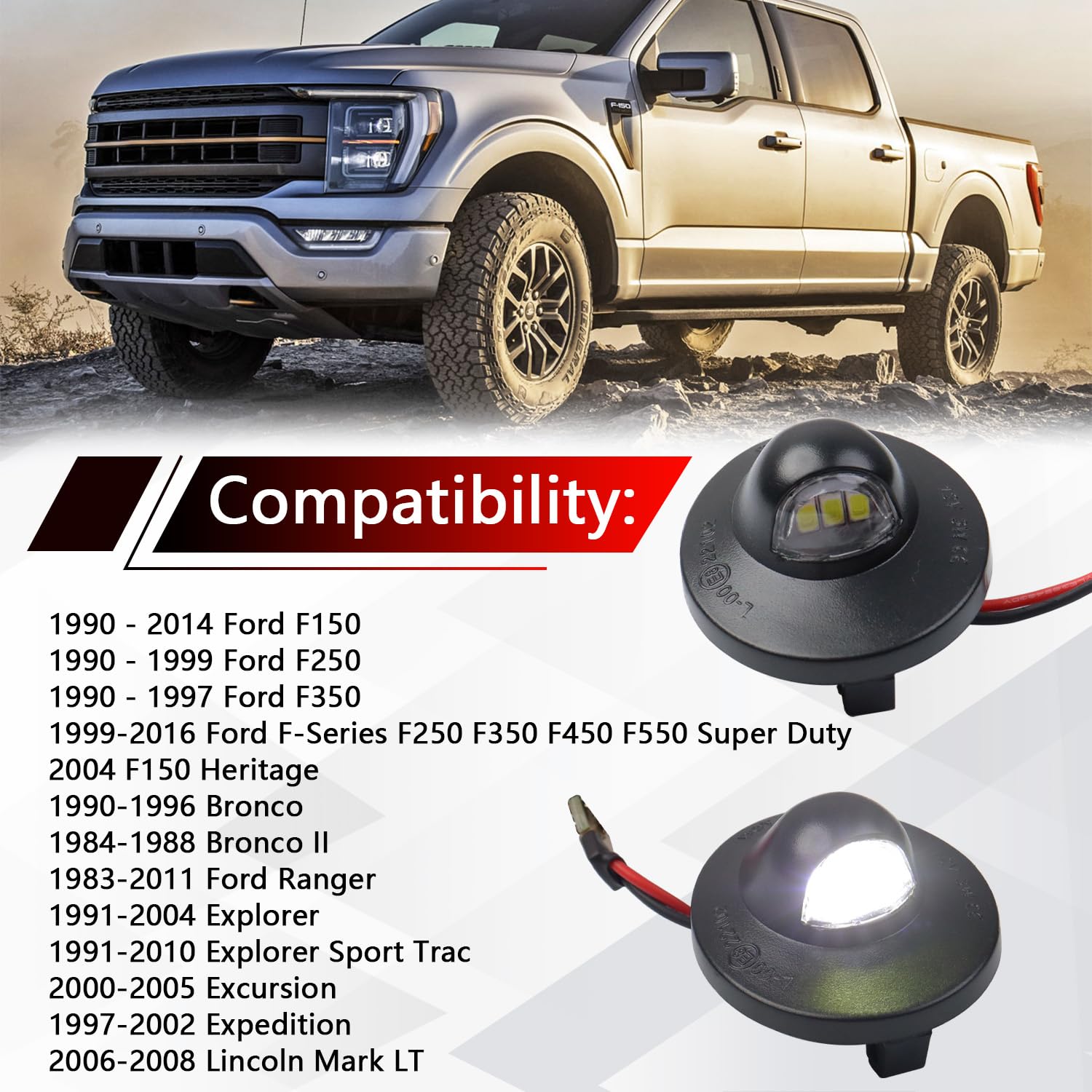 2x Replacement For Ford F150 F250 F350 LED License Plate Light Tag