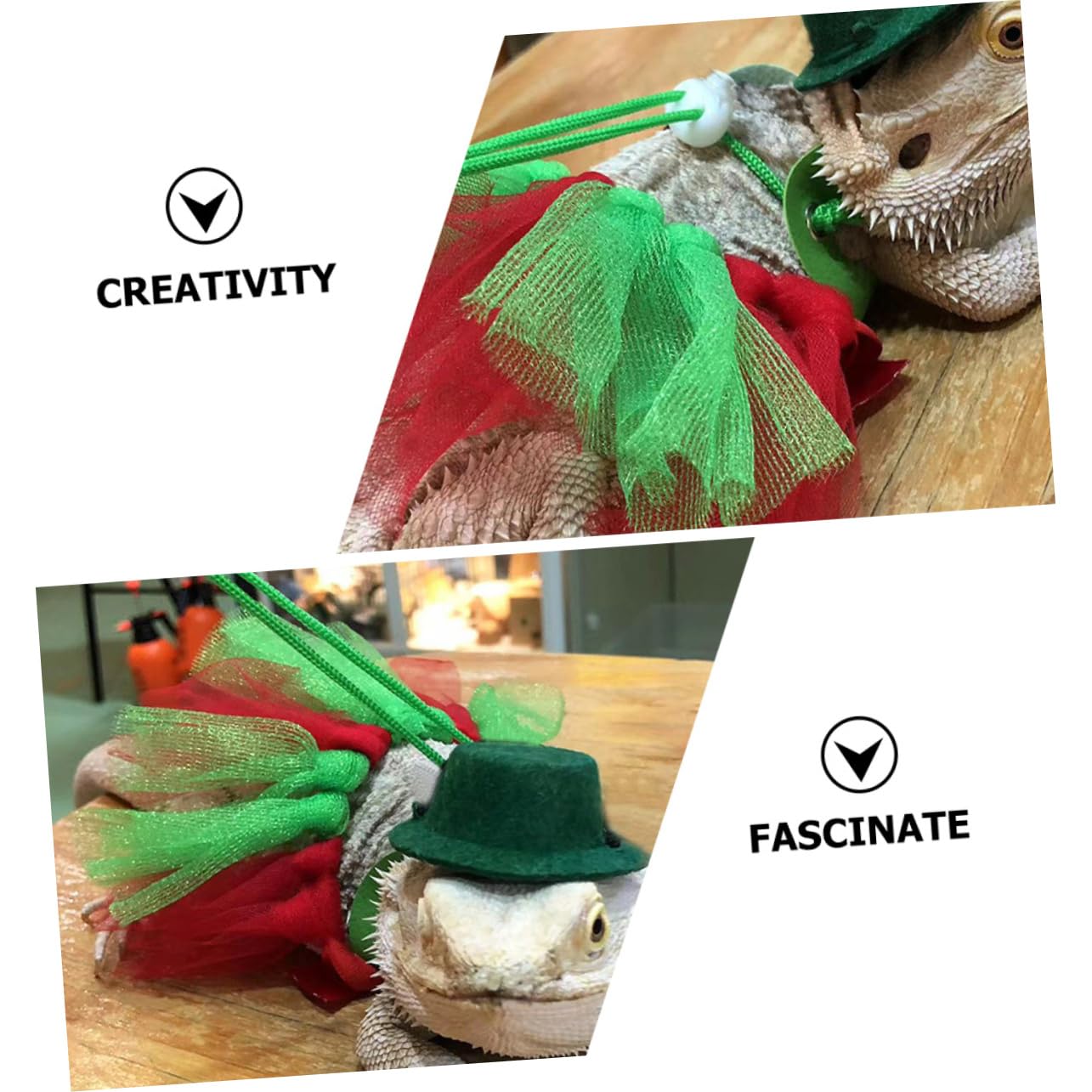 VANZACK 3-Piece Bearded Dragon Harness Leash Set Christmas Lizard Traction Rope Reptile Supplies Adjustable Harness and Leash Kit