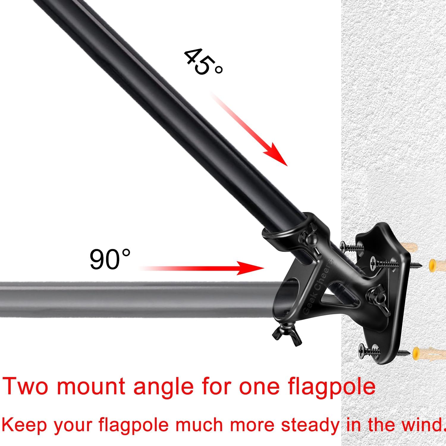 Flag Pole Mount for 1 Inch Pole, Banner Holder, Black 304 Stainless Steel Flag Pole Kit, Heavy Duty Metal Flag Holder with Screws/Wood Drill