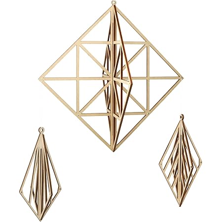 Amazon Kito 北欧 モビール ヒンメリ 木製オーナメント 取り付けフックつき L Sサイズ 3個組 スクエア 大小3個セット 05 置物 オブジェ オンライン通販