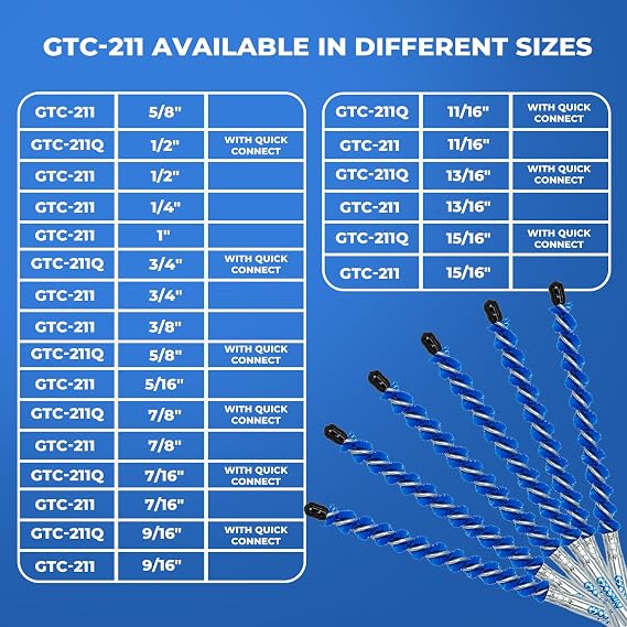 Goodway Blue Nylon Tube Cleaning Brush (1/2 Quick Connect, Pack of 25)