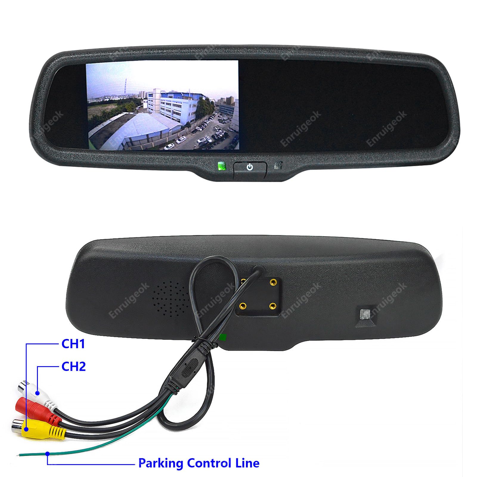 Cámara de marcha atrás HD de alto nivel para Renault Express 2021-2024, Dacia Dokker 2012-2024, repuesto original de carcasa de luz de freno con monitor de espejo de 4.3 pulgadas (kit n.º 1)