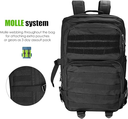 Miniatura 7 de ProCase Mochila táctica de 40L grande de 3 días del ejército militar al aire libre paquete de asalto mochilas bolsa de transporte mochilas