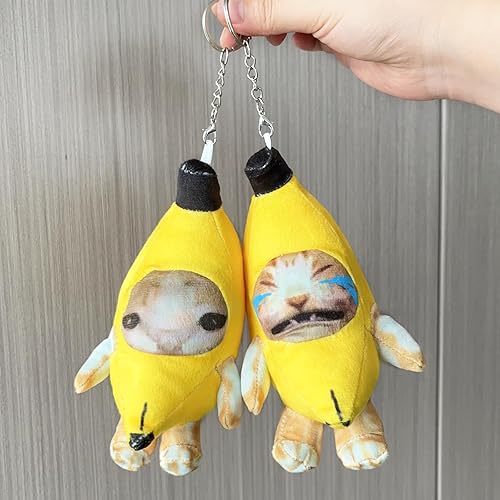 Miniatura 7 de Llavero de peluche de gato de plátano amargo de 7 pulgadas con sonido divertido gato feliz juguete de animales de peluche