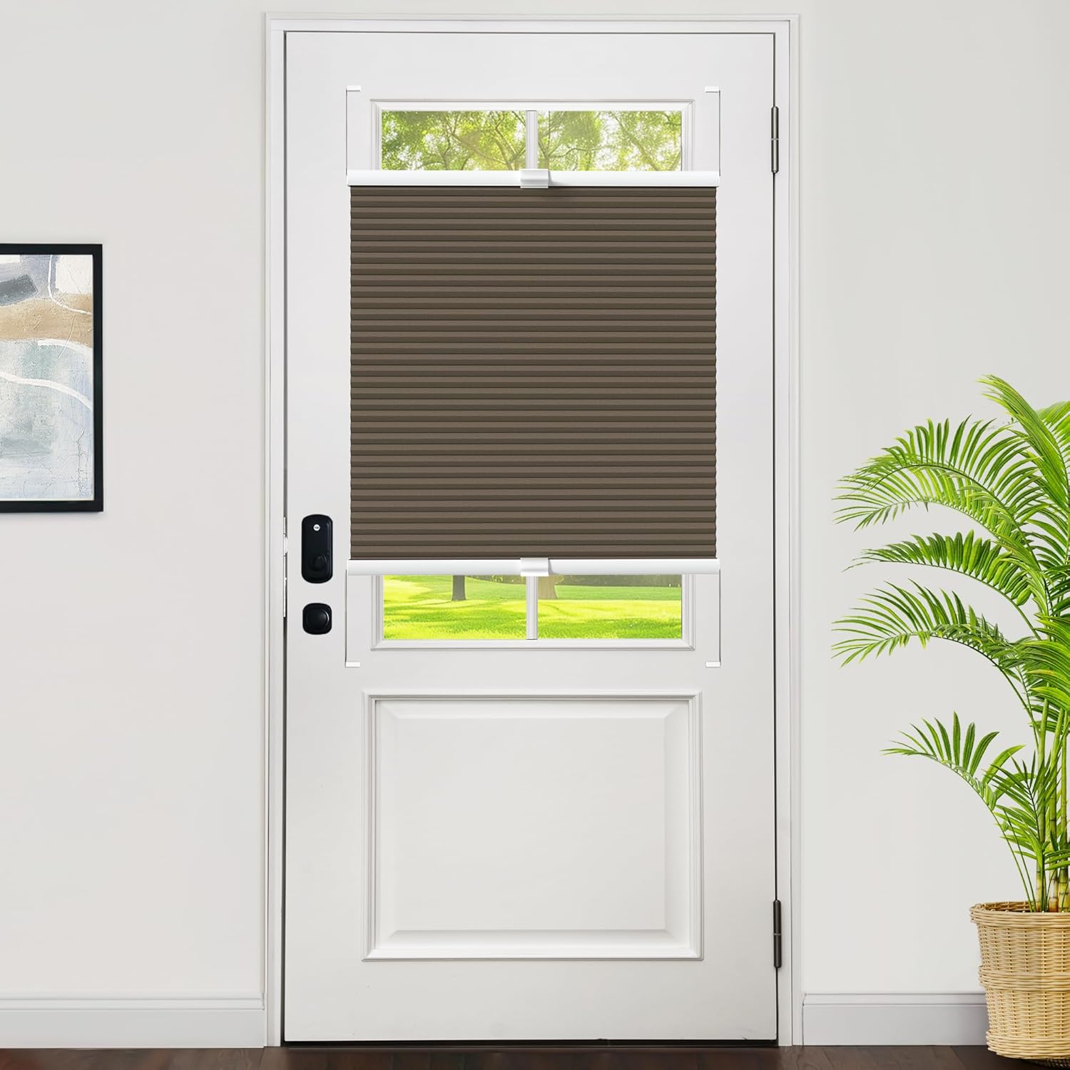 LazBlinds Cordless Cellular Shades, Blackout Top Down Bottom Up Honeycomb Shades for Home, French Door Blinds, Light Blocking Thermal Insulation Blinds for Windows, Front Doors, 12" W x 70" H, Brown Brown 12" W x 70" H