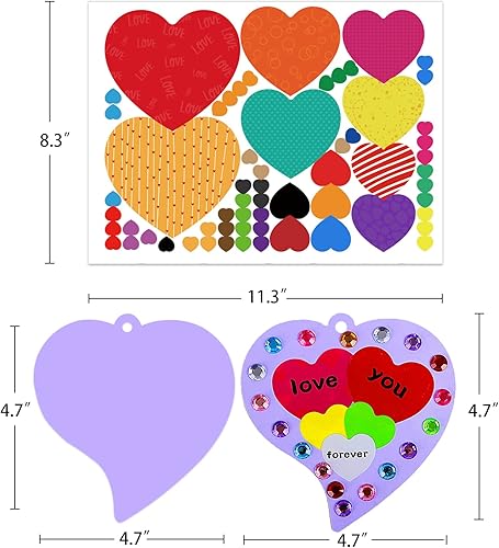Miniatura 7 de PETCEE Calcomanías de corazón para el día de San Valentín para niños kits de manualidades de corazón adornos de corazón de San Valentín manualidades
