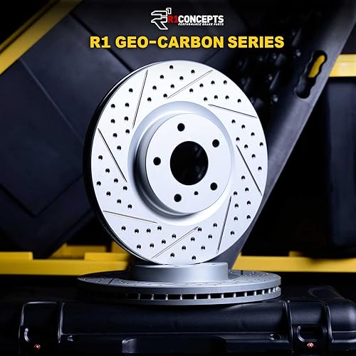 Miniatura 2 de R1 Concepts Kit de rotor de freno delantero, rotores de freno, disco de freno, perforado y ranurado, se adapta a Chevrolet Silverado 2500 HD