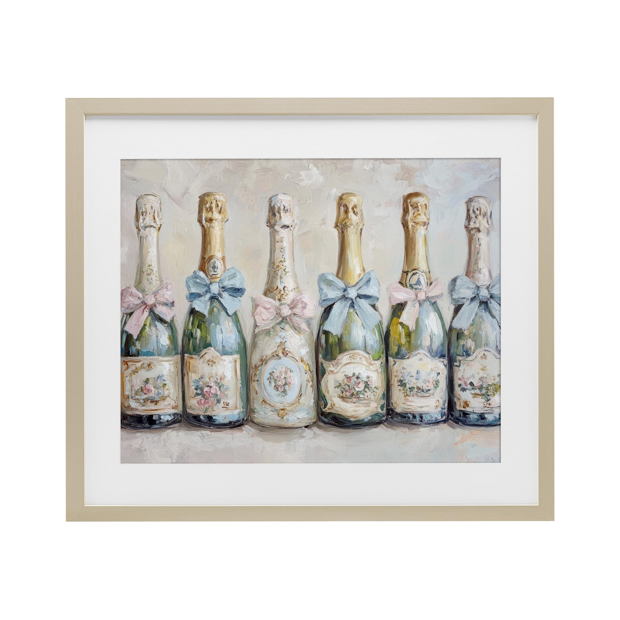 Bouteilles de champagne affiche encadrée Stupell pour une déco de salon chic