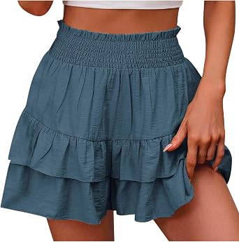 Lastesso Shorts for Women Trendy Cute Flowy Dance Shorts Ruched High Waisted Summer Vacation Shorts Comfy Cotton Short Pants