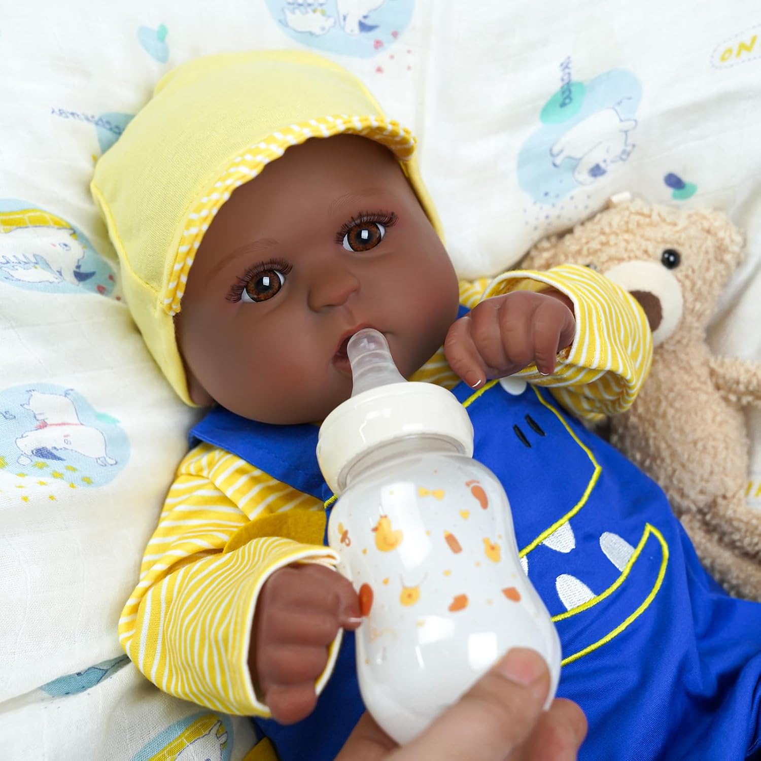 ADFO Lifelike Reborn Baby Dolls Black 20Inch Soft Full