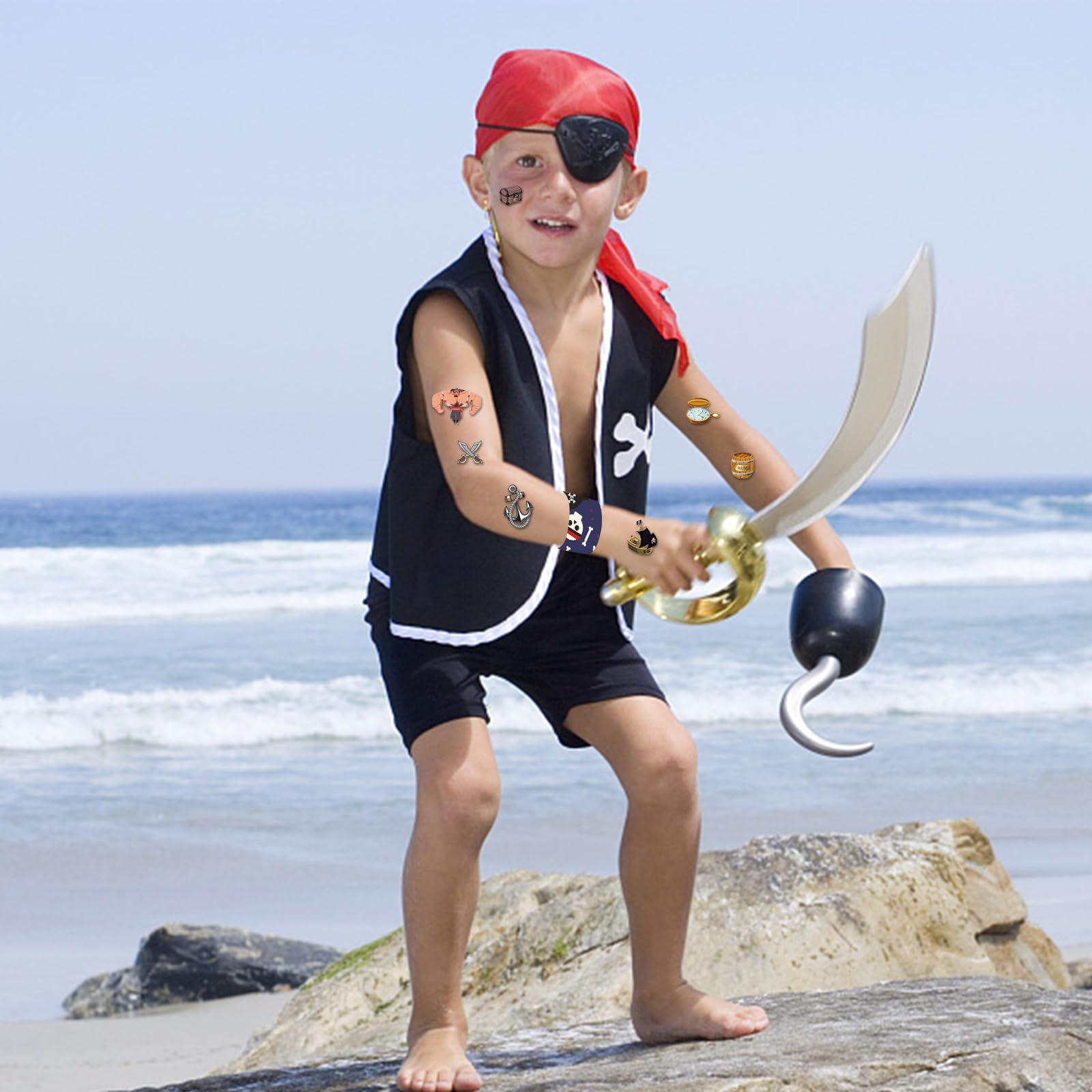 Piraten-Party-Set Für Kinder - 70 Teile Mit Augenklappen, Armbändern, Münzen & Tattoos Für Schatzsuche Und Geburtstag