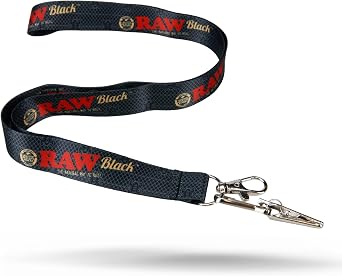 RAW Black Lanyard with Key Holder Hands-Free Accessory. Durable Fabric Branding. Perfect for Keys, Badges & More