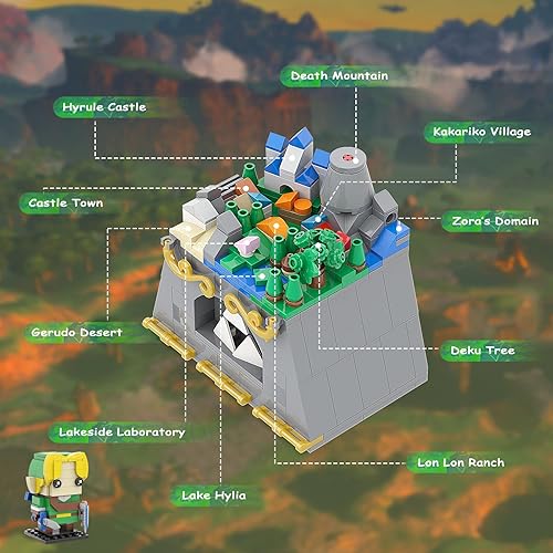 Miniatura 7 de Juego de construcción de eslabones 2 en 1 con la espada maestra con micro hyrule para adultos y niños, kit de construcción de minifiguras de enlace,