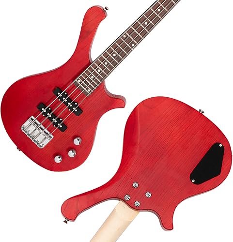 Miniatura 4 de Ktaxon Guitarra de bajo eléctrico de 4 cuerdas, kit de bajo de 36 pulgadas con pastilla dividida de una sola bobina, diapasón de palisandro, cuerpo