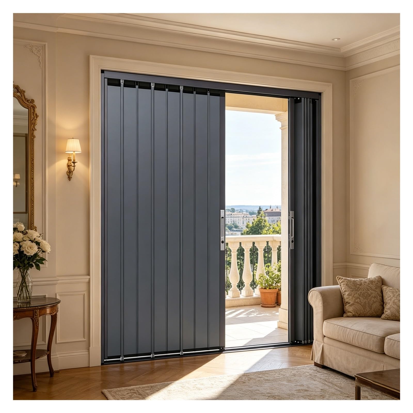 Balcony Lockable Folding Partition Door, Customizable Aluminum Sliding Accordion Doors, Privacy Room Divider Gate for Home/Commercial Use(62x88 (157.5x223.5cm))
