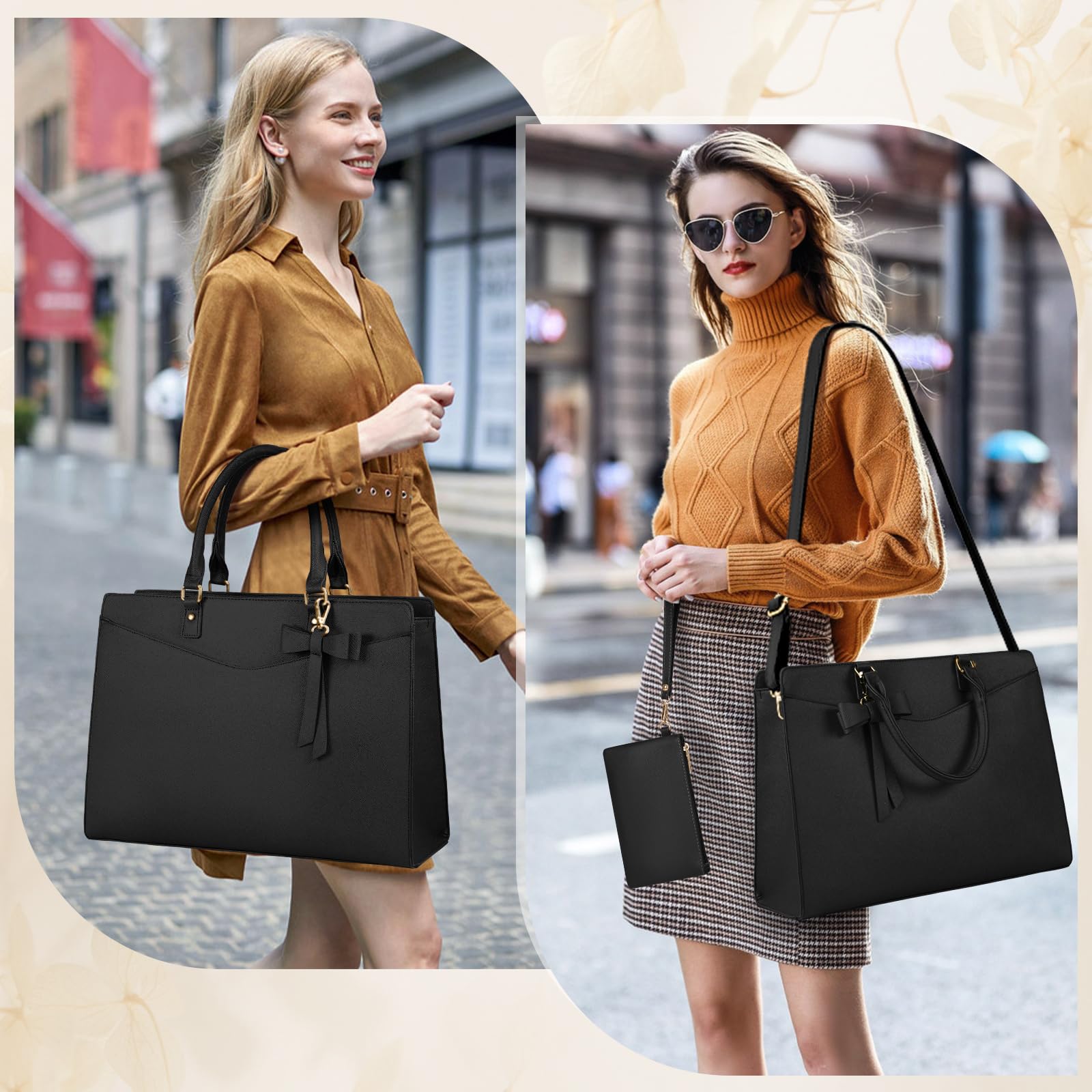 RAINSMORE Laptoptasche Damen 15,6 Zoll Groß Handtasche Shopper Tasche