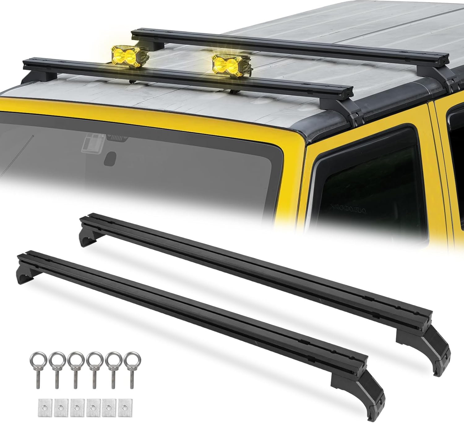 400 LBS Roof Rack Cross Bars Compatible with 2007-2018 Jeep Wrangler JKU, Roof Rail Crossbars Cargo Carrier Rooftop Luggage, Aluminum Luggage Rack Crossbar (Hardtop Only)