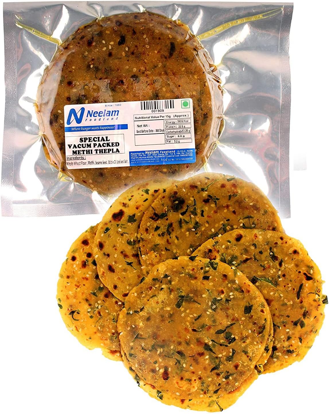 Neelam Foodland Vacum Packed Methi Thepla, 250 G