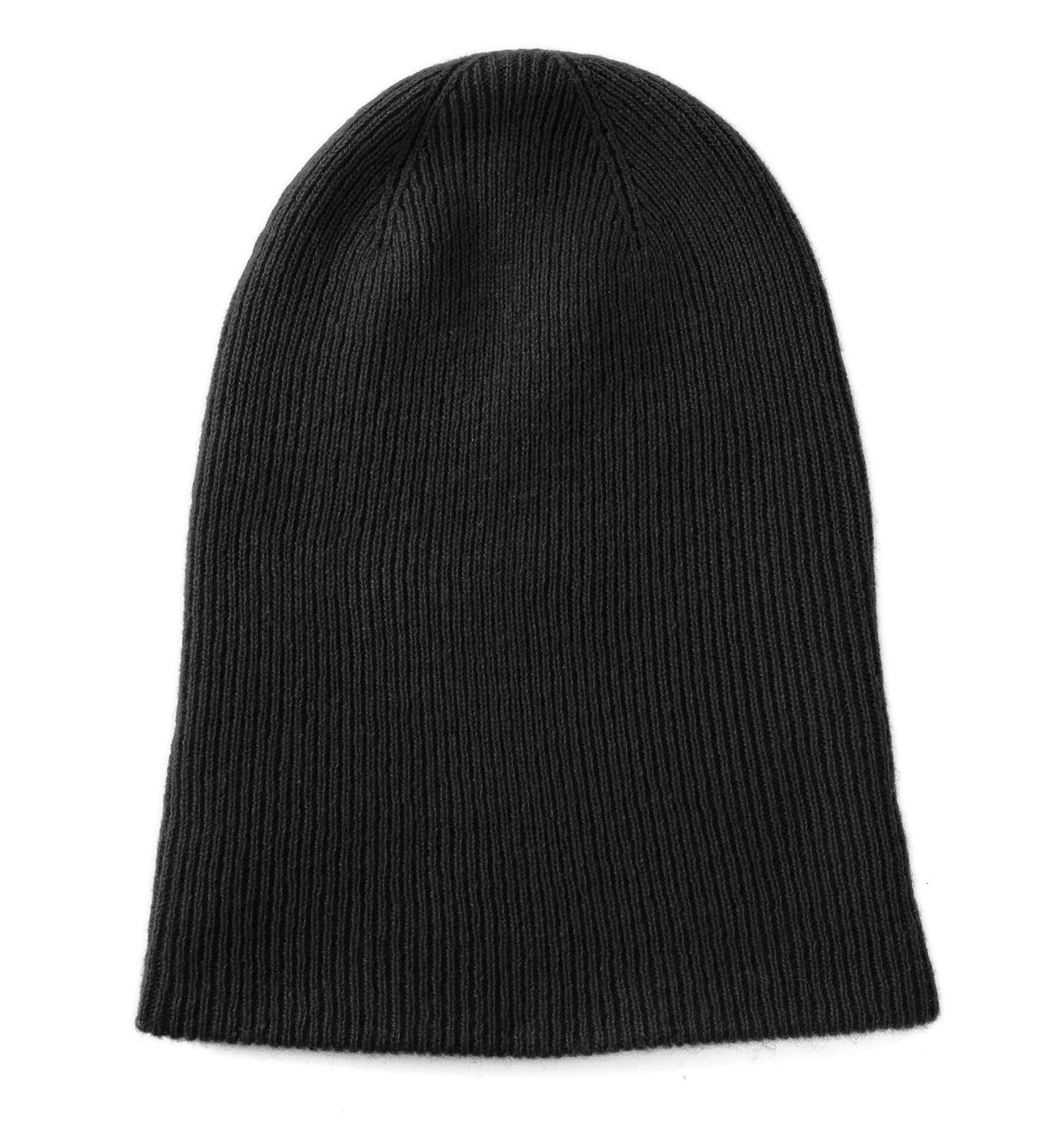 tonten 100% Pure Cashmere Dual-Layer Beanie for Women, Winter Thick Soft Warm Women's Ski Caps (Black)