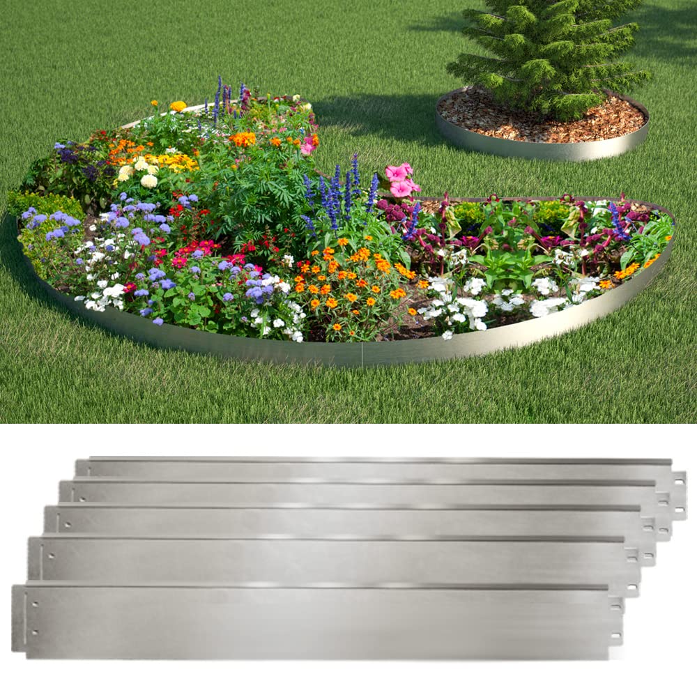 Rasenkante 5m 10m 15m 20m 30m 40m 50m 100x14cm oder 100x18cm verzinkt Beeteinfassung Beetumrandung Mähkante Metall Palisade (Länge 10m - Höhe 14cm)