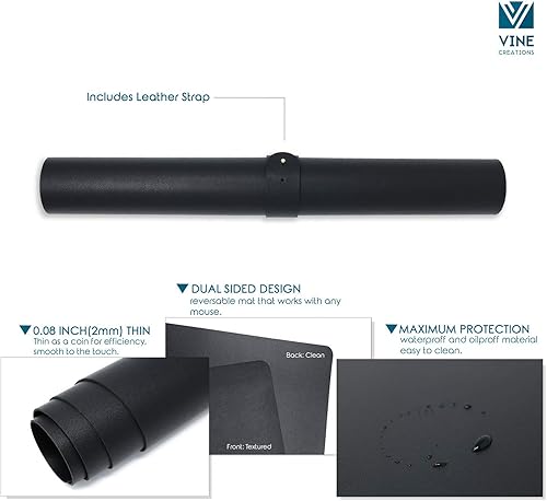 Miniatura 5 de Alfombrilla Vine Creations de piel para escritorio, alfombrilla de escritorio para oficina impermeable, de alta calidad, superficie lisa para el