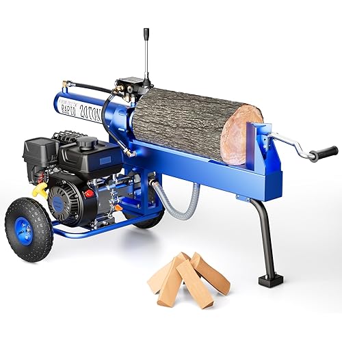 20-Ton Gas Log Splitter, 209CC 7HP Hydraulic Wood Splitter for Firewood 20" x 16", 2 Stage Gear Pump & 8 Seconds Fast Auto Return, Heavy Duty Gas Power Log Splitters, Horizontal Firewood Splitter