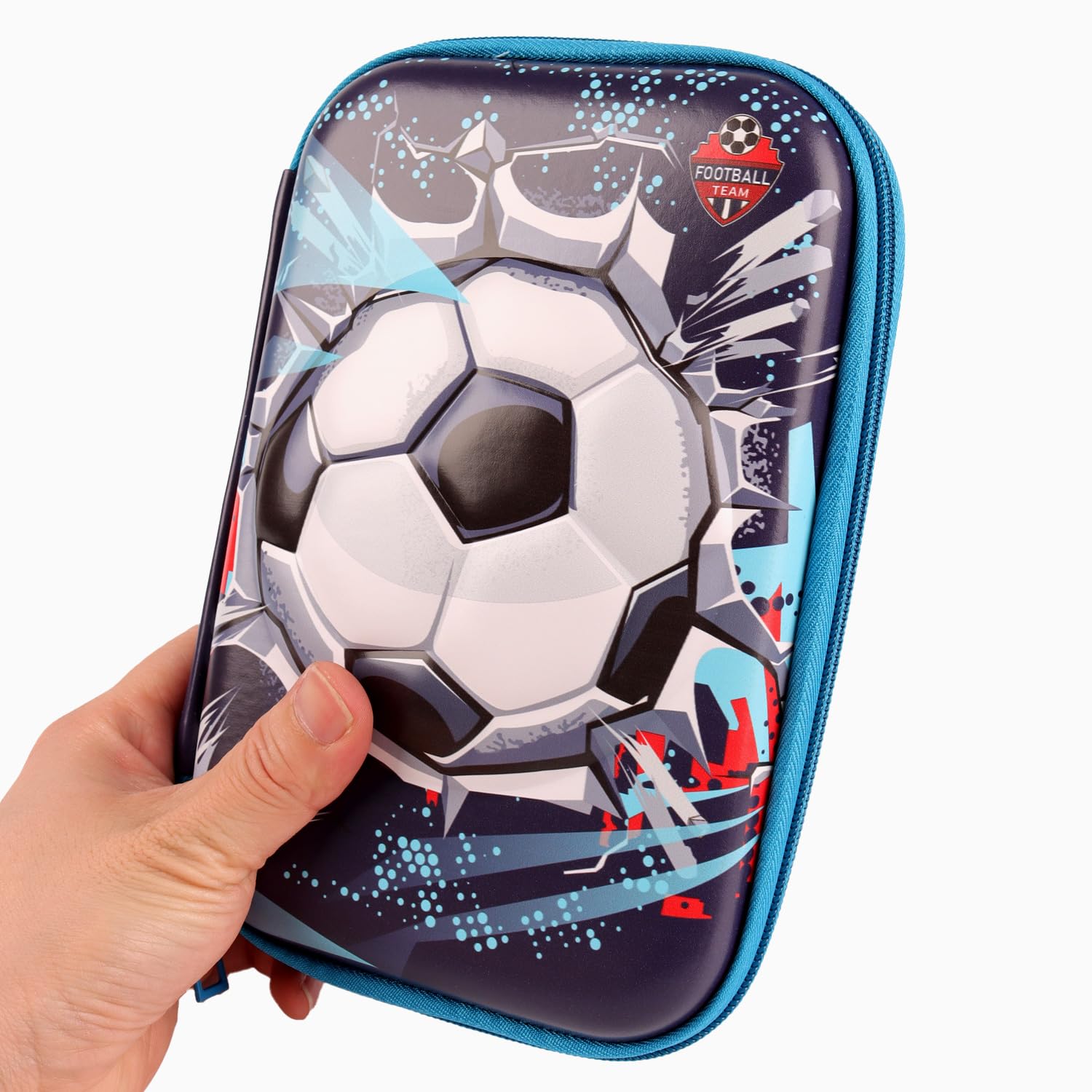 SOOCUTE Cute Pencil Case for Boys Large Capacity Hardtop Football Pencil Box with Compartment for Kids Cool School Supplies Organizer Pouch Bag - Image 3