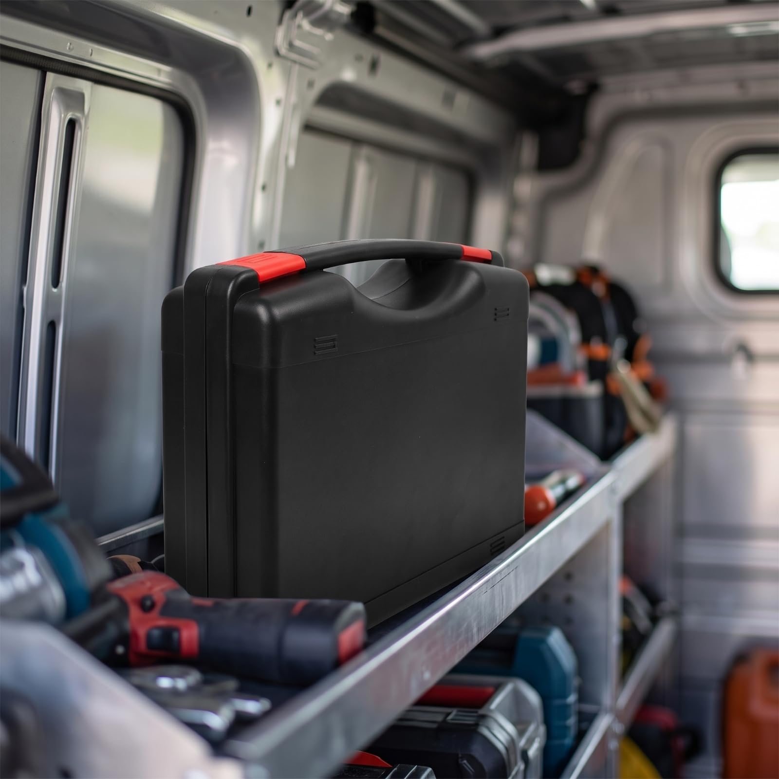 Caja de Almacenamiento Contenedor Herramientas Estuche Maletín PP Portátil con Concha Articulada y Interior Ordenado, Estilo Profesional, Caja De Herramientas De Plástico PP, Modelo MG105A