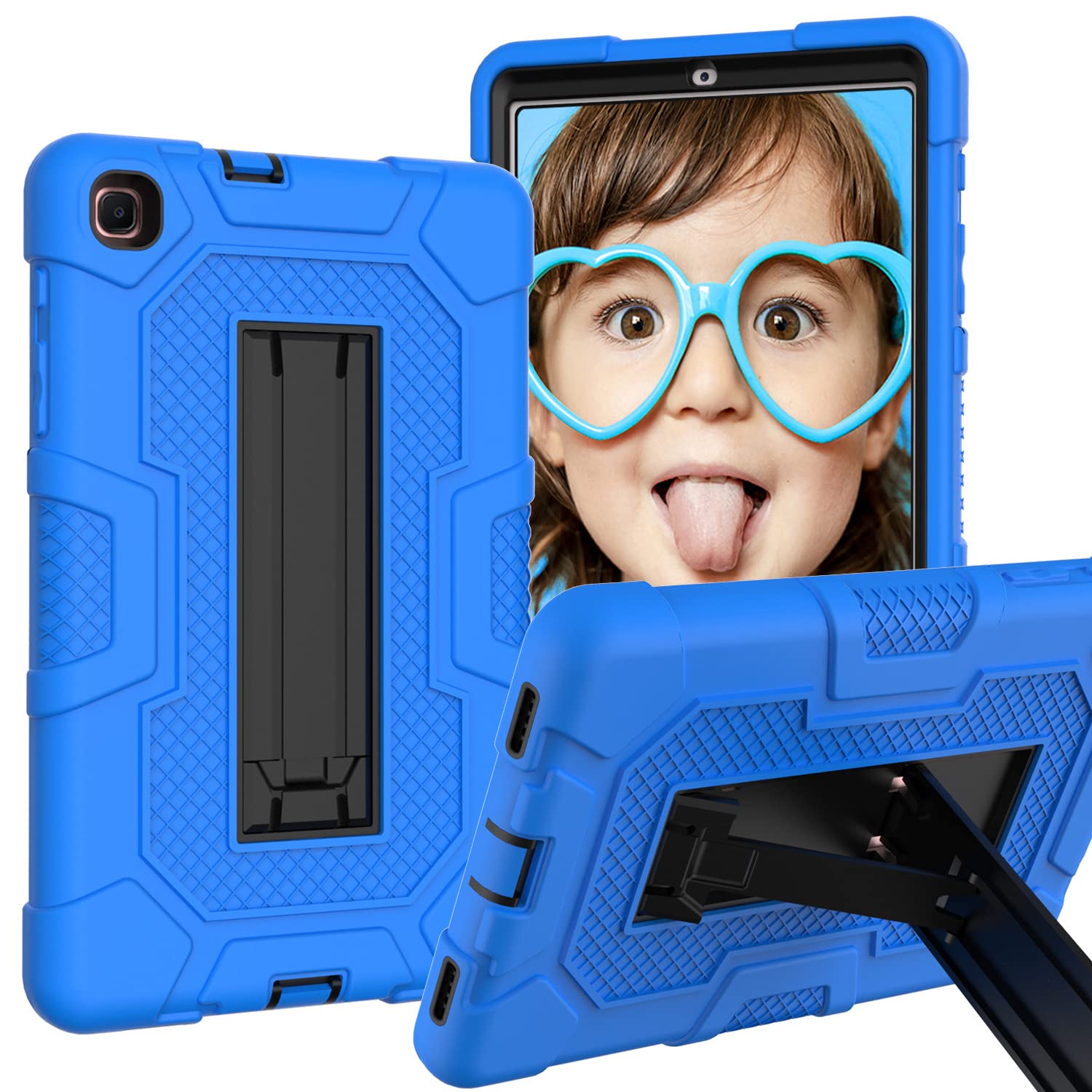 Samsung tab A 8.4 2020 T307 Case with Kickstand, Heavy Duty Shockproof Hard Hybrid Triple Layer Protective Soft Shell Apple Tablet Silicone Case (Dark Blue+Black)