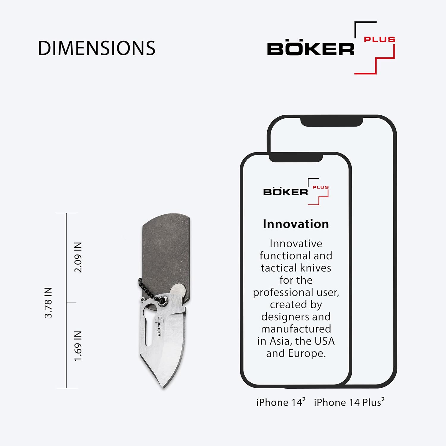 Boker 9001579 Plus Dog Tag Plain Edge Knife, 3.75"