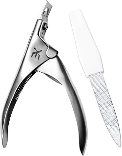 XE Stainless Steel False Nail Tip Clipper – Professional Nail Extension Clipper with Nail File, Manicure Pedicure Acrylic, Gel Nail Trimmer - Ideal Nail Art Cutter Tool