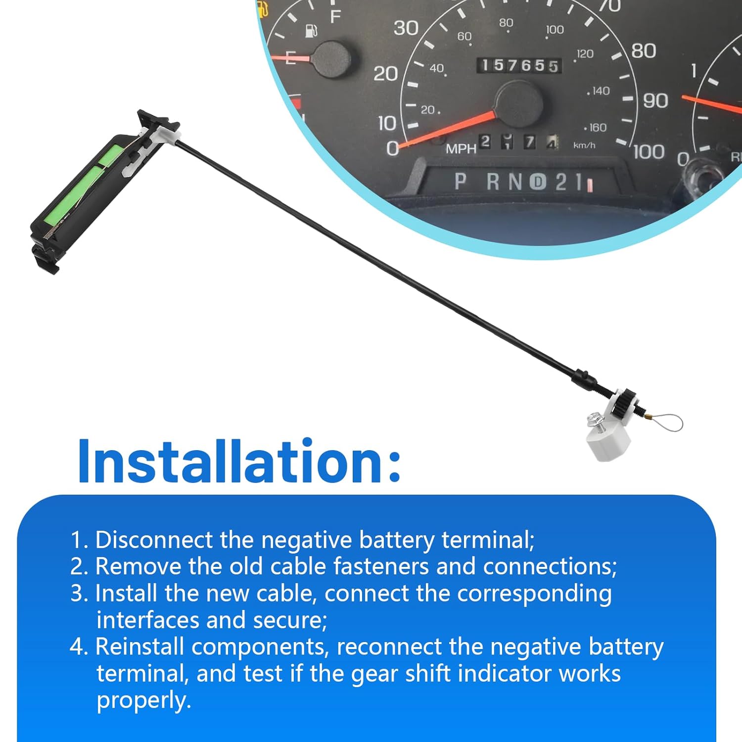 Gear Shift Indicator Cable Assembly Fits for 1999-2003 F250 Replace XL3Z-7A110-AA