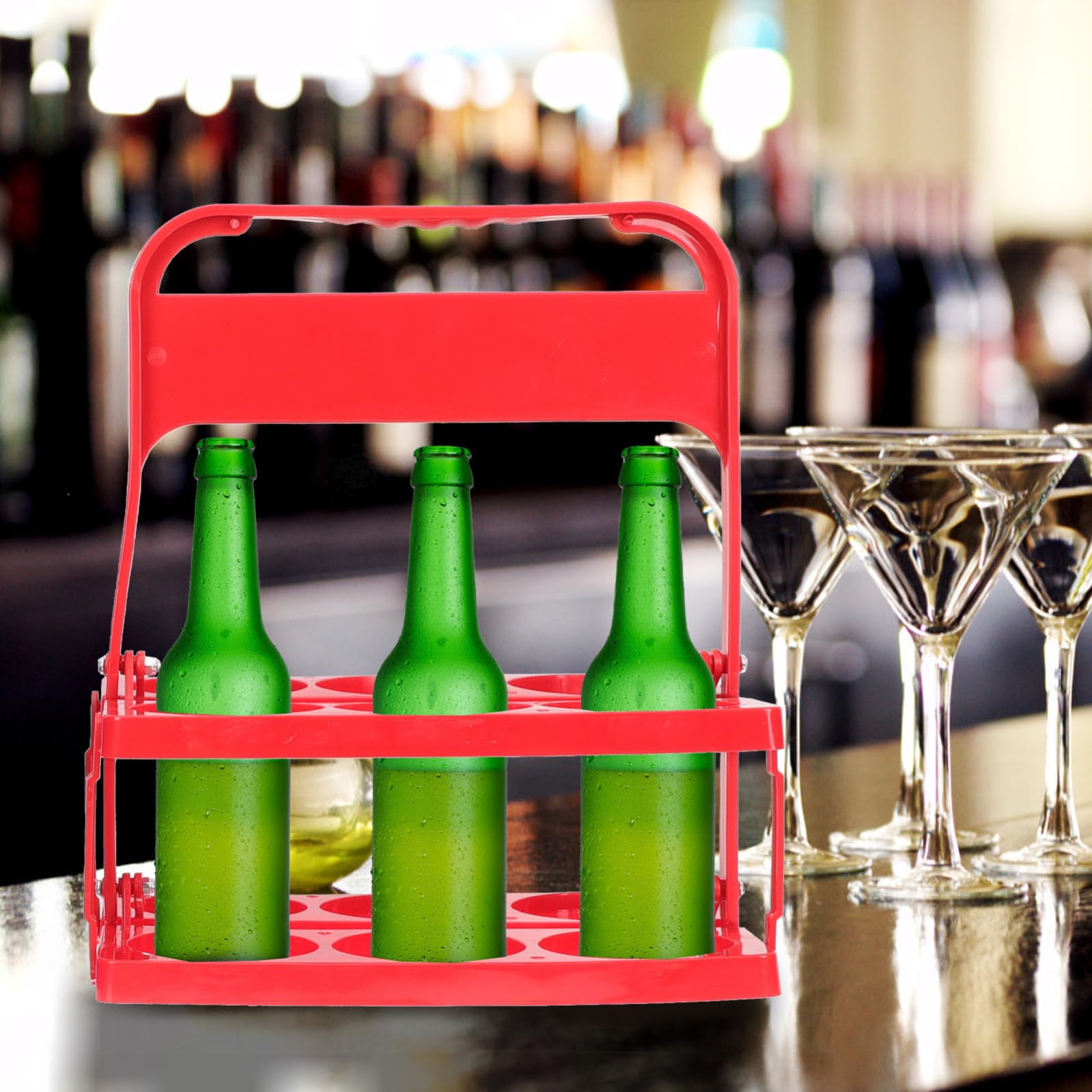 SECFOU Portabottiglie in Plastico 2 Pezzi Multifunzionale Pieghevole, Cestino Porta Bottiglie per Birra e Vino, per Feste Speciali e Regali Housewarming