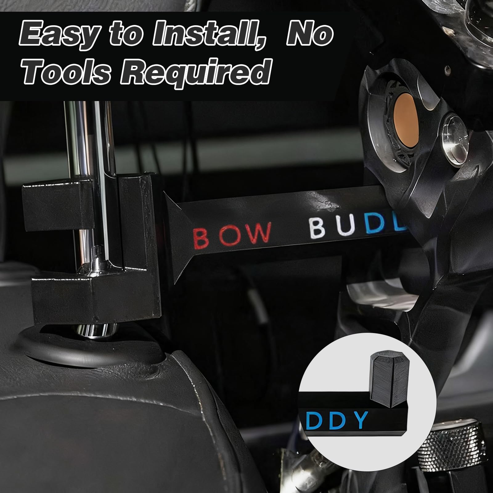 Bow Buddy Bow Hanger for Truck, Universal Car Headrest Compound Bow Holder Hook, Vehicle Storage Hanger with Sizing Sleeve, for Trucks, SUV, Hunters, Archers — view 5