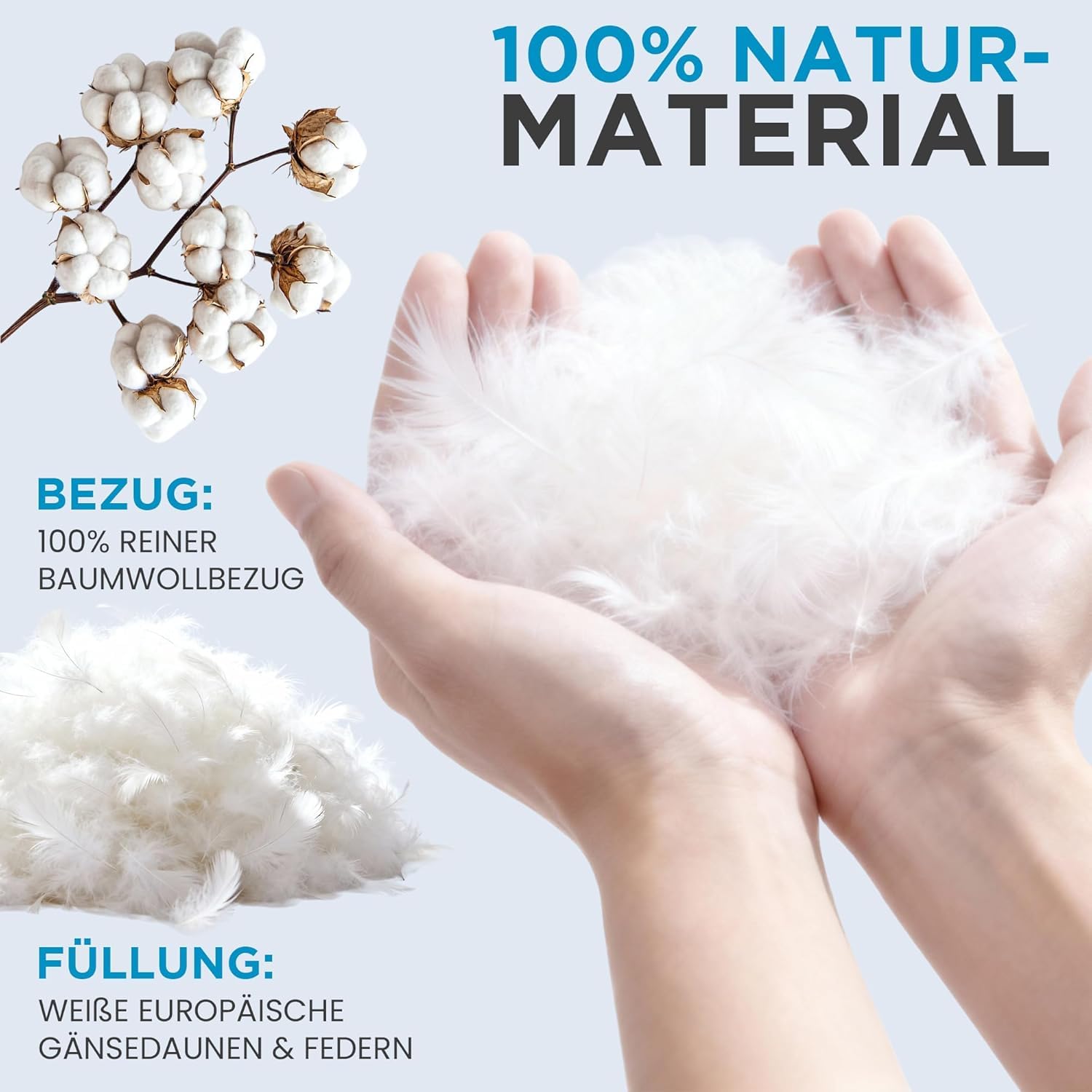 Daunendecke 200x220 mit 70% Daunen 30% Federn | Bezug aus Baumwolle | Warme Decke, Winterdecke | Bettdecke Daunen | Bettdecke 200x220 Winter | 100% Natur | Öko-Tex Zertifiziert (1800gr)