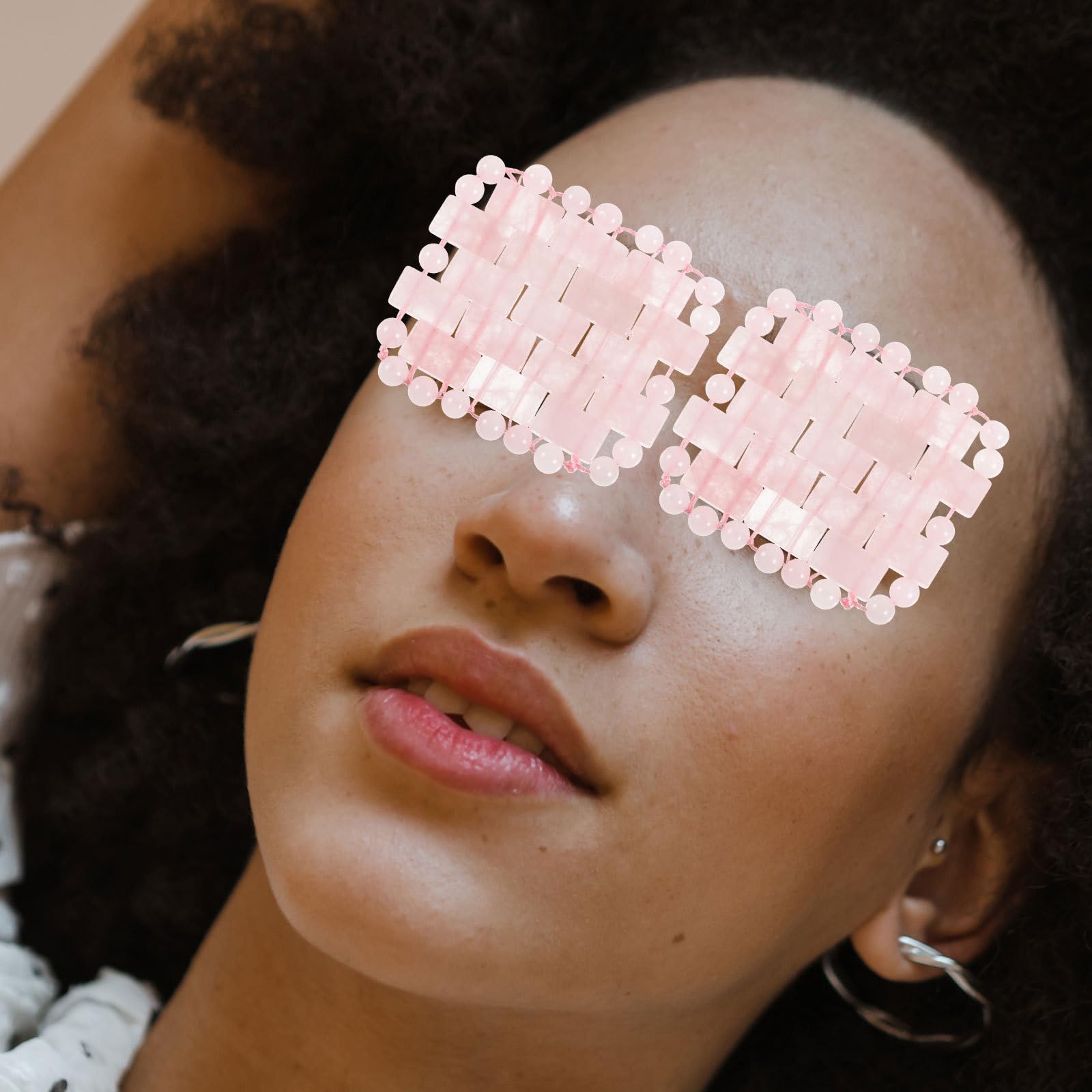 Maschera per Occhi in Quarzo Naturale Copri Occhio Rinfrescante, Design Semplice, per Massaggio e Recupero Dopo Sole, 1 Paio per Ragazze