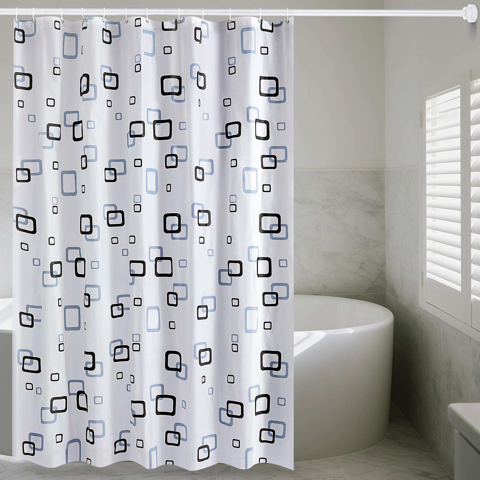 Lkw Ogechi Cortina de Ducha Antimoho Cuadrado - 200x200 CM, Cortinas de Ducha PEVA Impermeable Cuadrado, Cortinas de Baño para Habitación Humedad, Semitransparente, Lavable, Secado Rápido