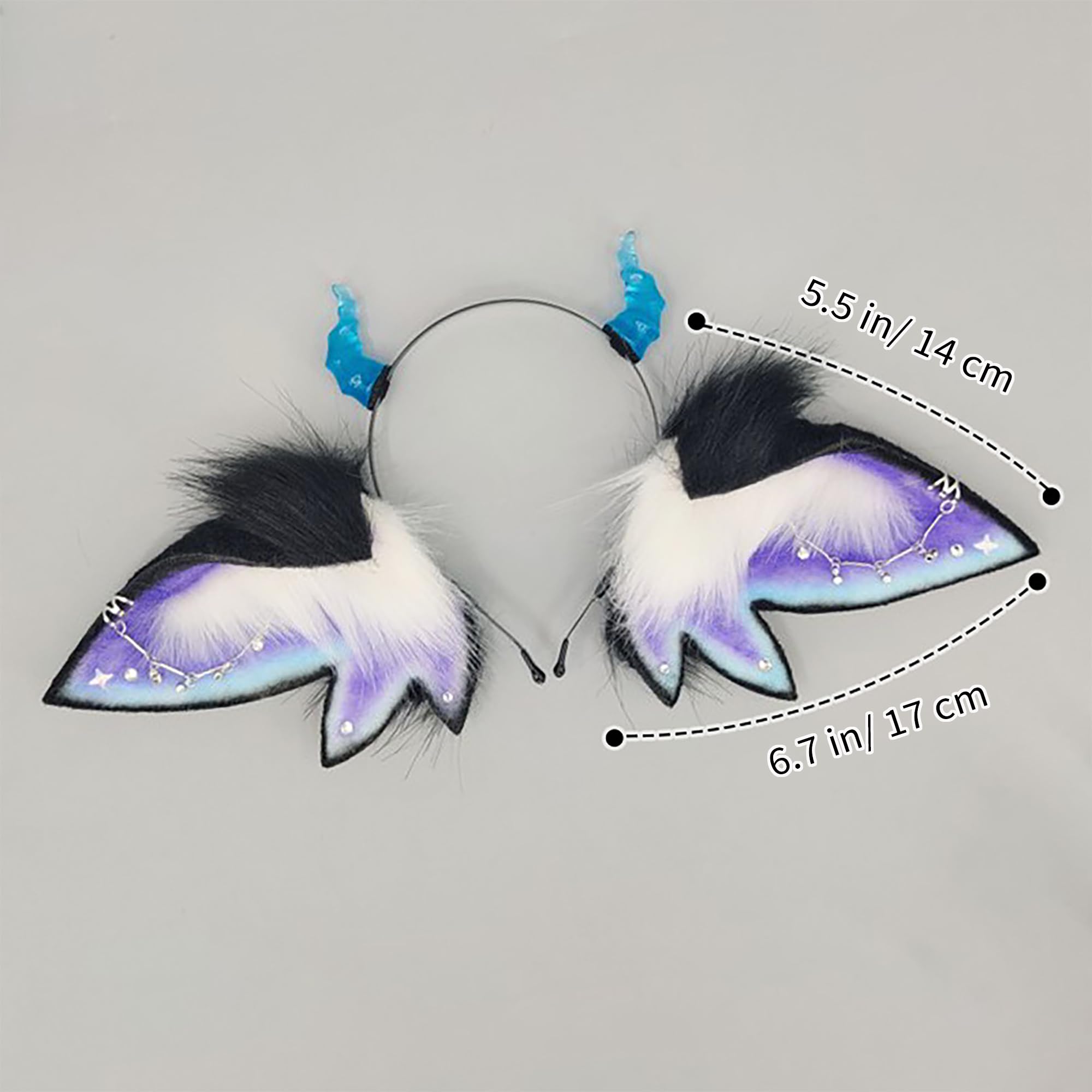 ZFKJERS Realistic Furry Animal Ears Headband Fantasy Creature Ears Cosplay Accessory for Halloween: Butterfly Purple