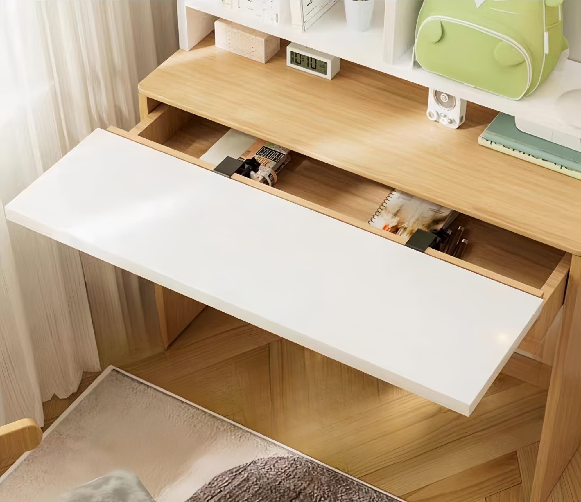 yacoxe Desk extender tray, 20/30 * 40/60/80/100120cm desk extender, computer elbow arm support, clip-on desktop extender, foldable keyboard tray, suitable for study and office(White,30 * 80cm)