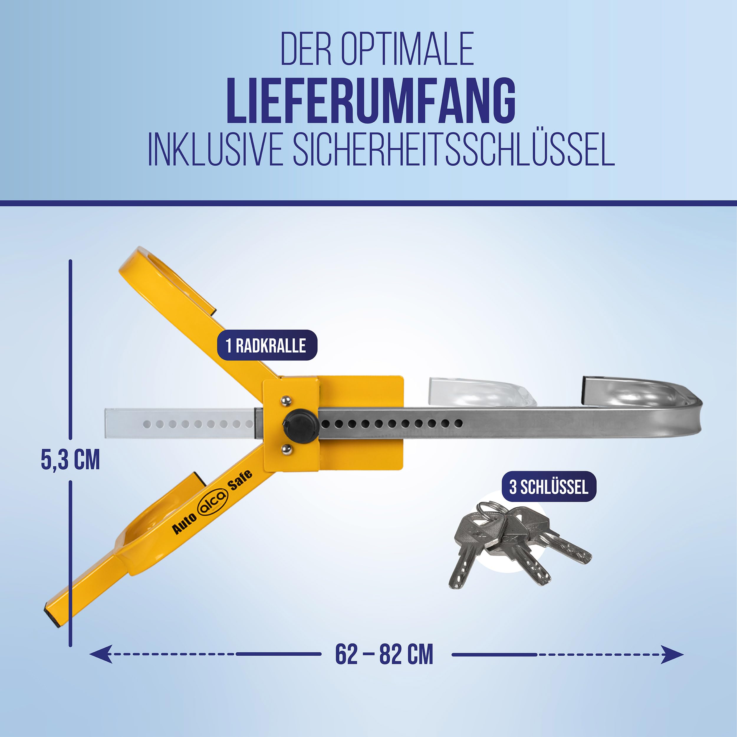 alca® Radkralle M Tresor Diebstahlschutz für Reifen 13–16 Zoll Sicherheitslevel 4 Wegfahrsperre Radmuttersicherung