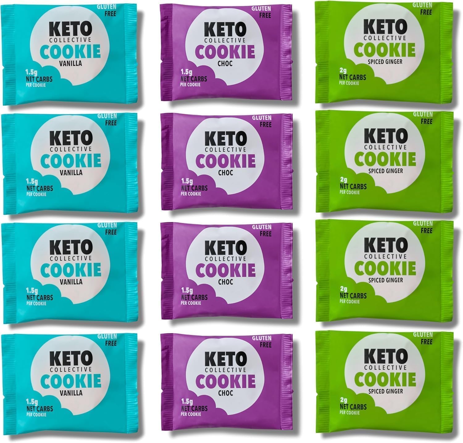 Keto Cookies I 1.5g Net Carbs I 30g x 12 I Keto Snacks I Low Sugar I Made with Real Butter I High Fibre I Low Carb Snacks, Gluten Free Cookies (Mixed)