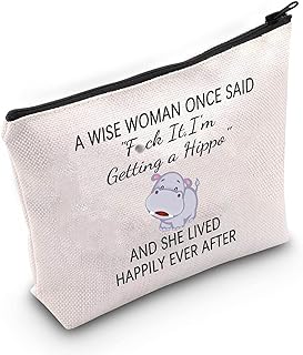 Hippopotamus Gift Purple Hippo Makeup Bag Hippo Animal Gift Zoo Keeper Gift A Wise Woman Once Said It,I'm Getting a Hippo Cosmetic Bag (Get Hippo)