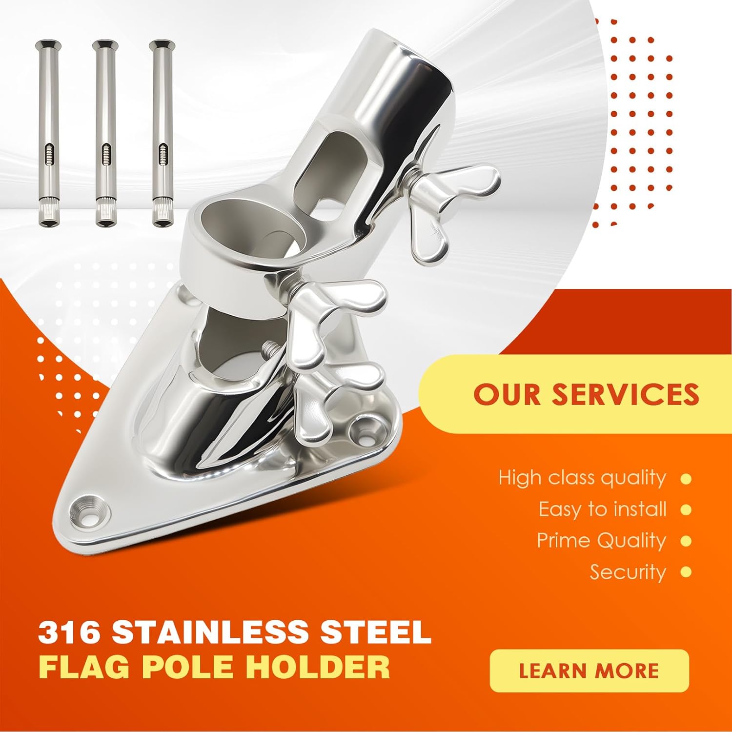 316 Stainless Steel Flag Pole Holder 1 in Heavy Duty Flag Pole Mount Outdoor Flag Pole Bracket - Image 5