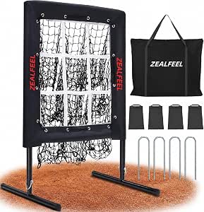 ZEALFEEL Baseball Pitching Net with Strike Zone and Adjustable Height