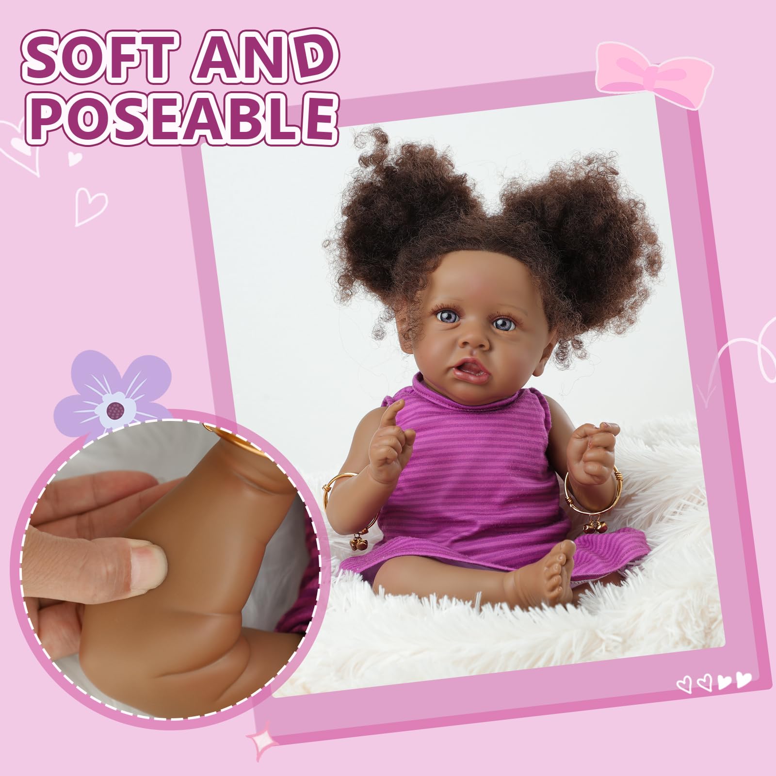 Amazon | Kdudgso リボーンベビードール ブラックガール、22インチ